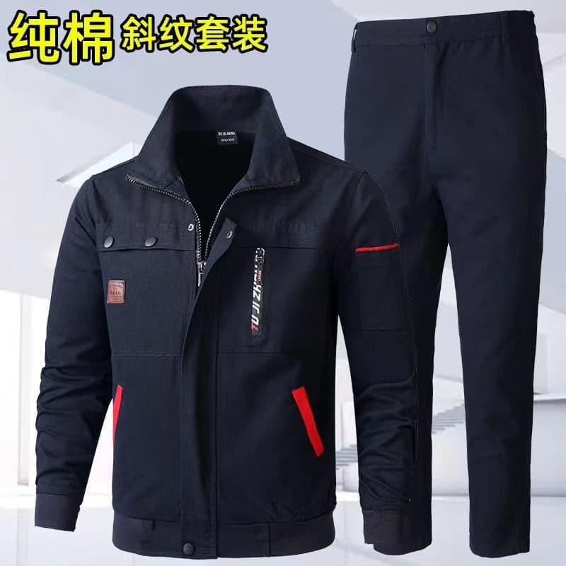 Workwear Men's Spring Autumn Suit Welder Heat-Resistant Pure Cotton Durable Construction Worker Auto Repair Site Labor Work Clothes Drop Shipping
