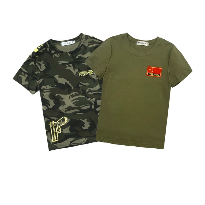 Children's Camouflage Short-Sleeve T-Shirt for Boys, Summer T-Shirt, Military Training Clothes, Kindergarten Class Uniform, Girls' Summer Toddler Clothing