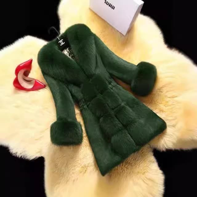 2024 Autumn and Winter Women's Fur Jacket Mid-Length Imitation Fox Fur Collar Imitation Mink Fur Imitation Fur Slim Light Luxury