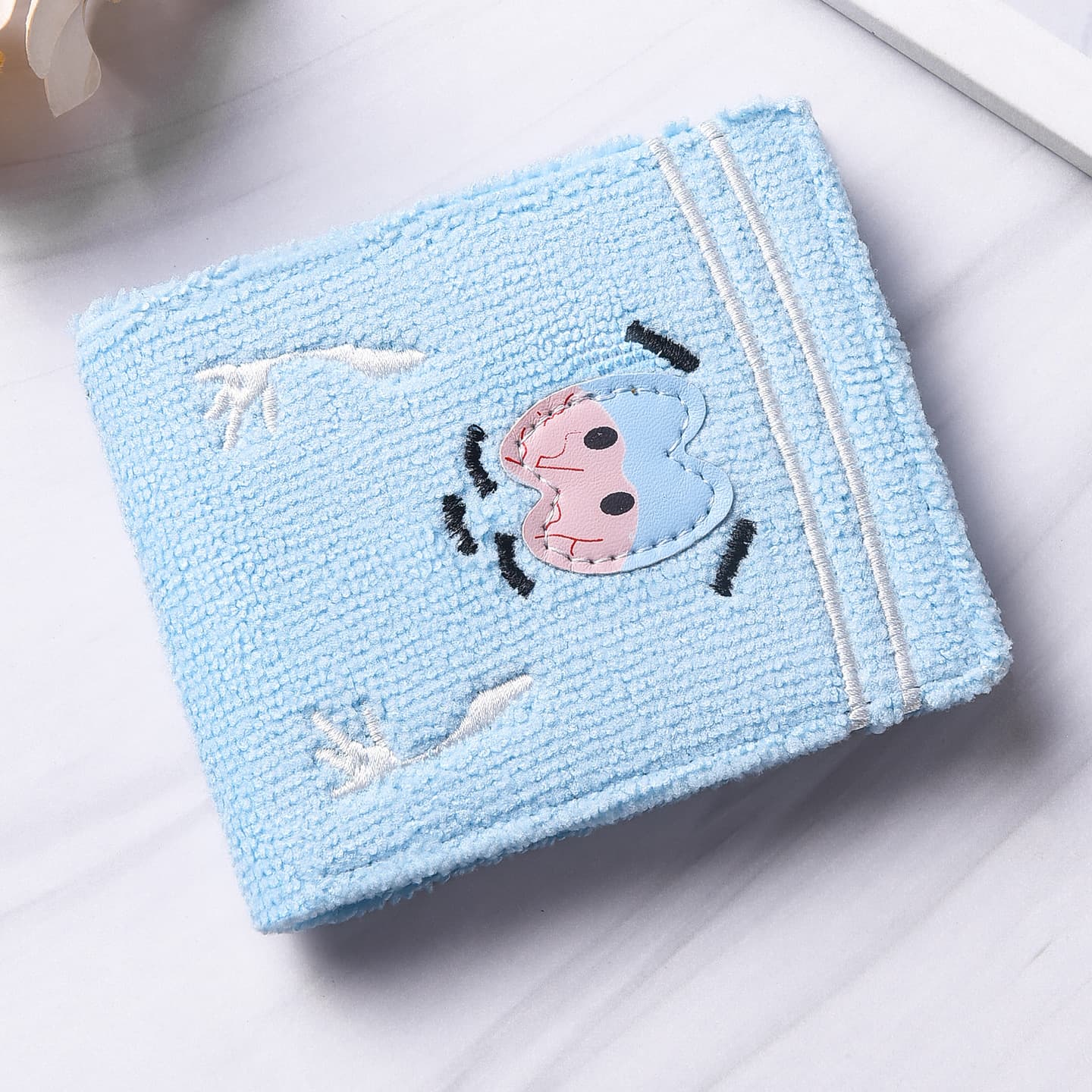 Cross-border new style towel man wallet cloth embroidered anime fashion short half-fold wallet terry cloth card holder coin purse
