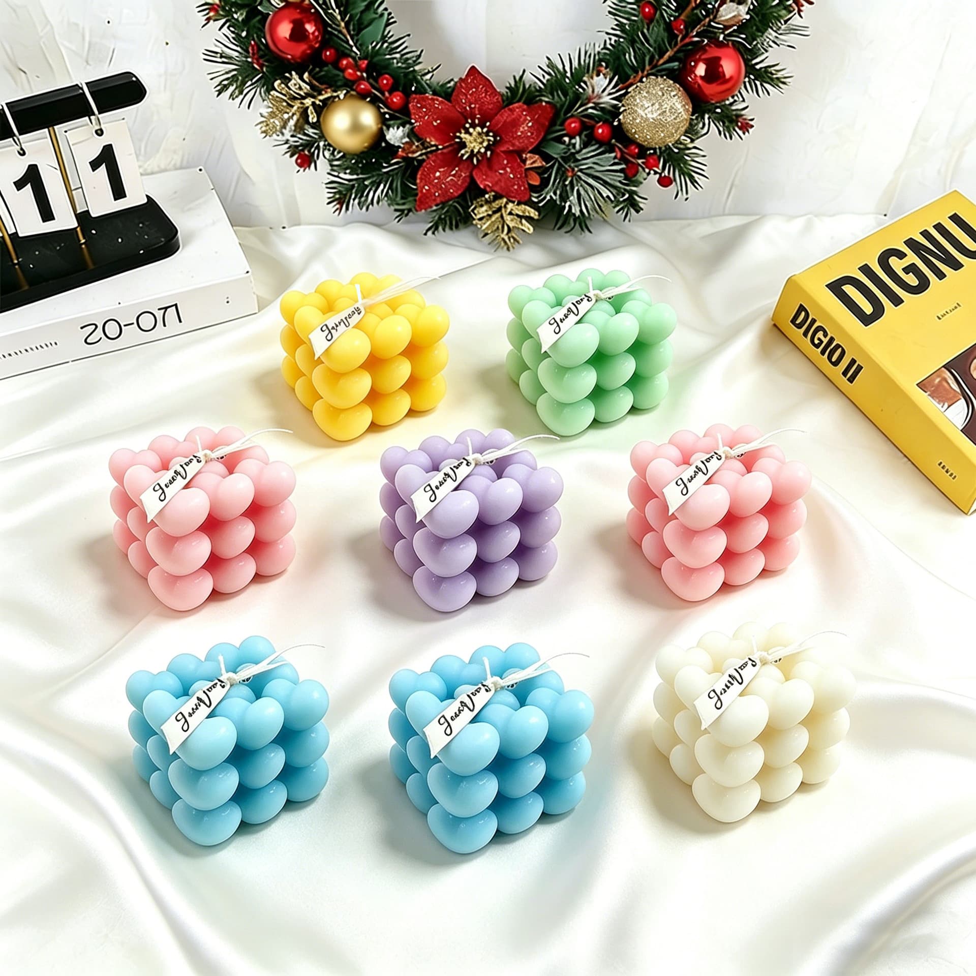 Solid color love Rubik's cube shaped scented candle home decoration birthday gift multi-color optional new scented candle