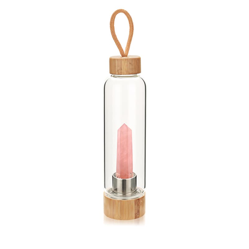 Crystal Column Bamboo Lid Energy Cup Single-Layer High Borosilicate Glass Cup Creative Water Cup Tea Cup Crystal Column Cover Cup Wholesale