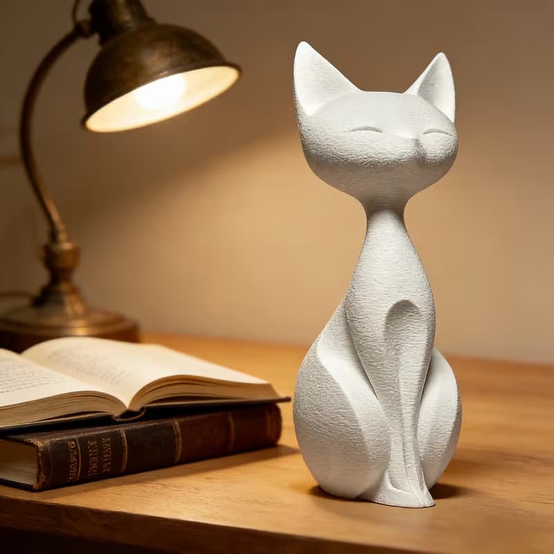 Cross-border Elegant Sitting Cat Sculpture Resin Cat Ornament for Home Decoration Decorative Home Accessories