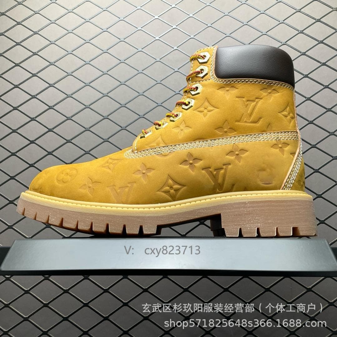 Putian Shoes Men's Top Layer Cowhide Yellow Boots High-top Work Boots Waterproof Indestructible Martin Boots Outdoor Hiking Boots