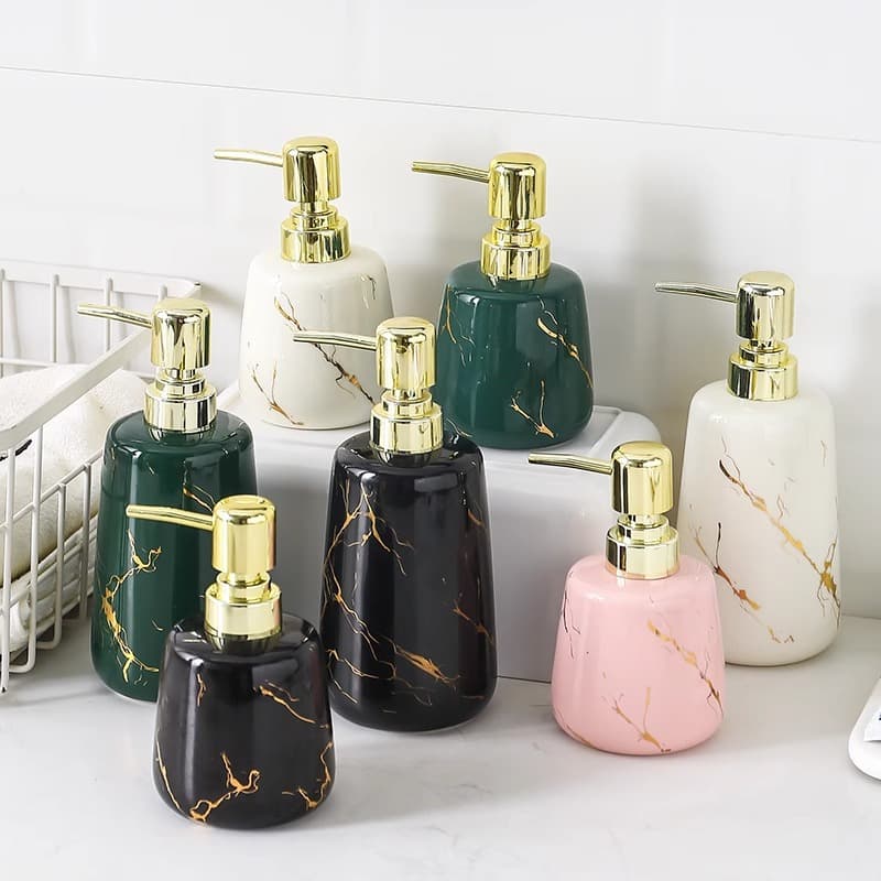 Bathroom Ceramic Soap Dispenser Pump Bottle, Shower Gel Bottle, Light Luxury Ins Style Lotion Bottle