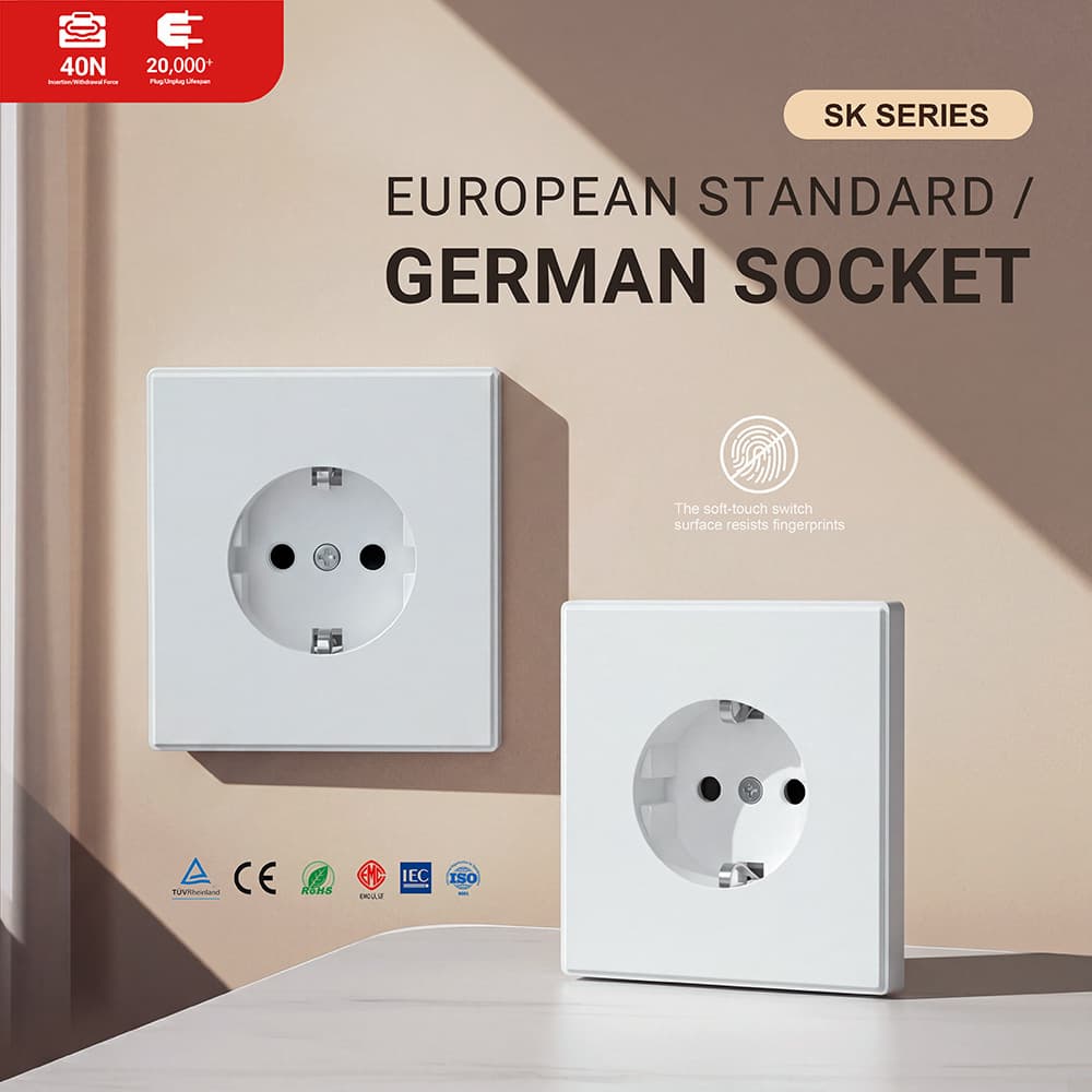 New Cross-Border European Standard Switch Socket TUV Certified 16A German Standard USB Switch Socket for Russia