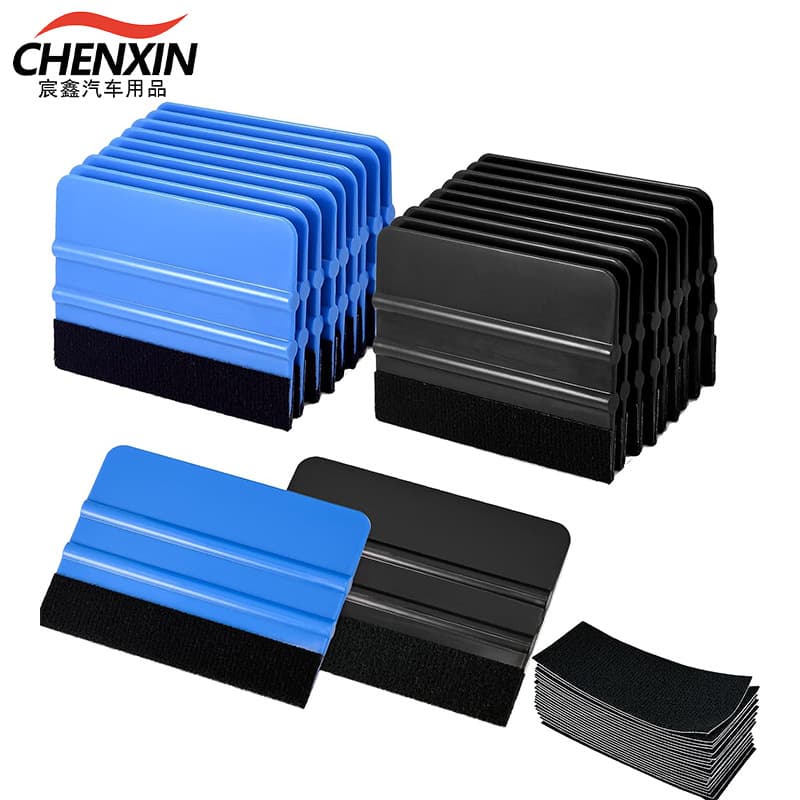 Wholesale of cross-border car wrapping squeegee with square squeegee and velour cloth, available in multiple colors; color change film, invisible car wrapping tools.
