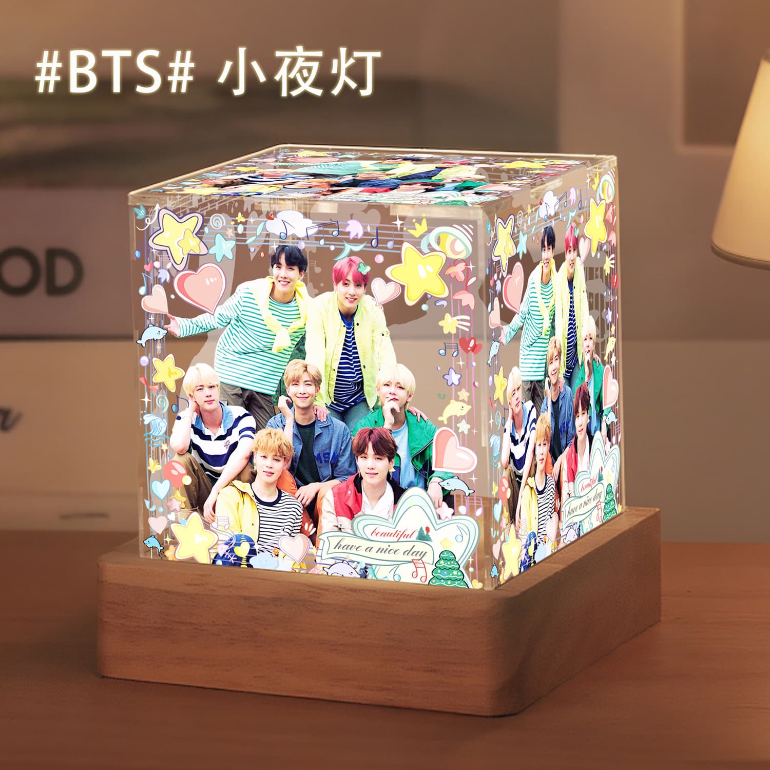 Acrylic Night Light Ornament Korean Idol Group BTS Merchandise Fan Support Bedroom Small Table Lamp