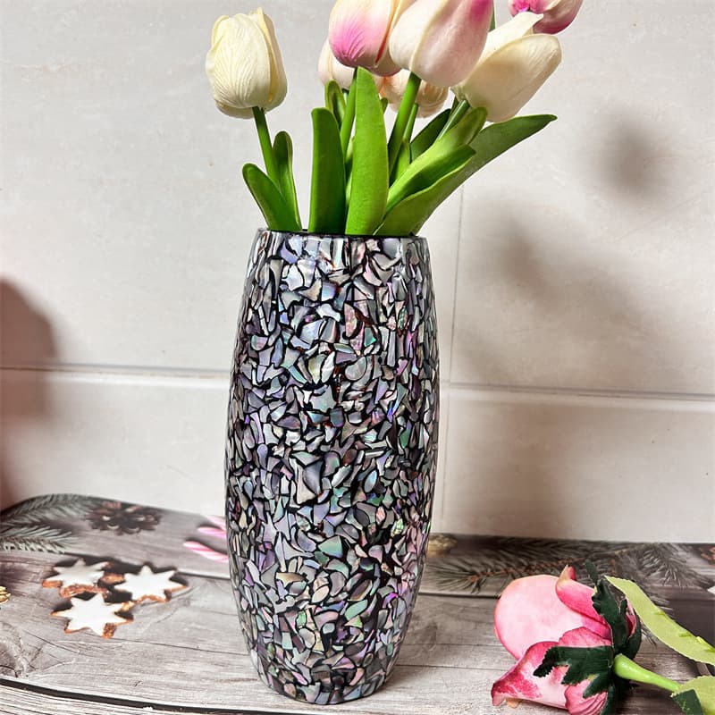 Home decoration vase large diameter ceramic living room desktop decoration creative flower arrangement shell vase dried flower hydroponics