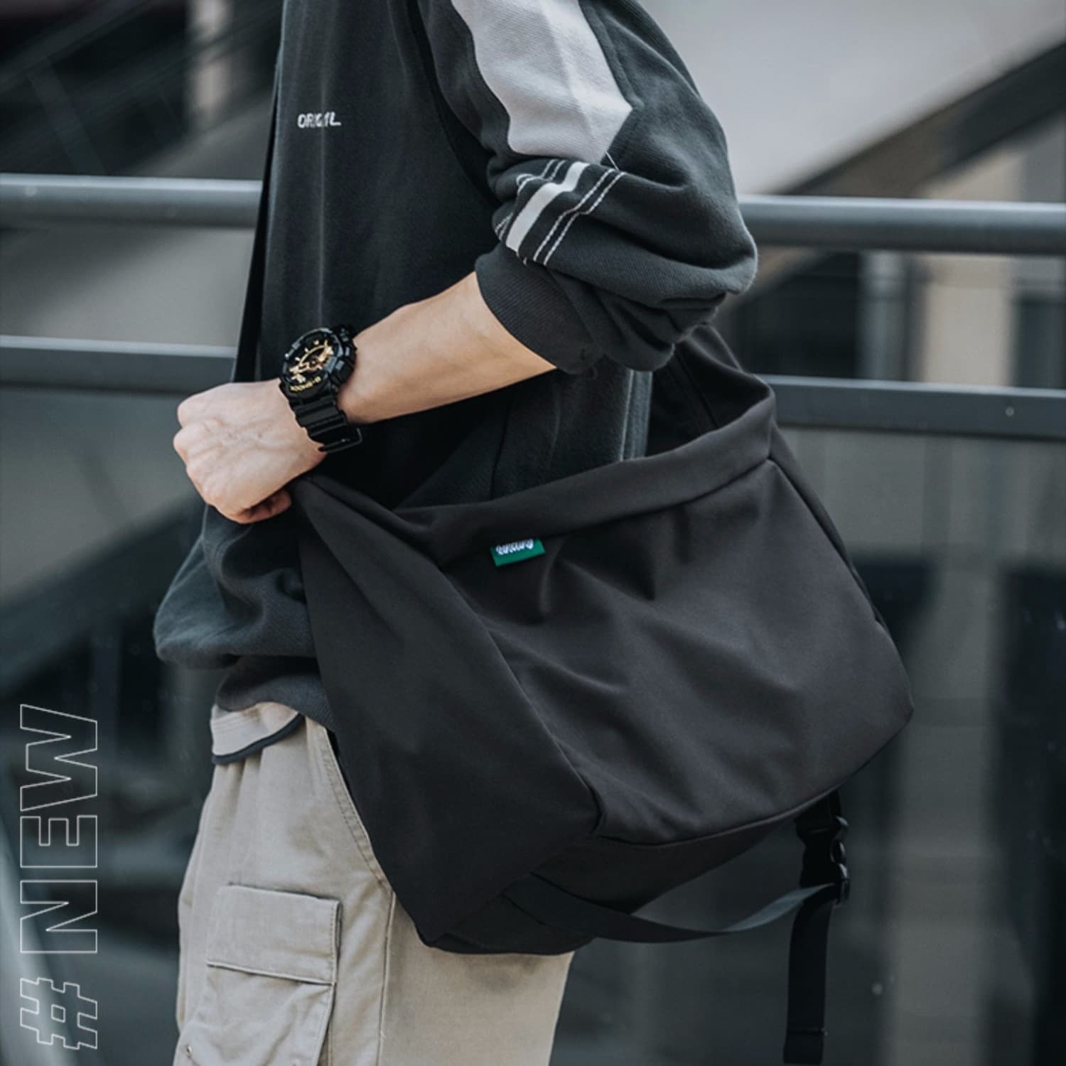 Japanese Style Casual Crossbody Bag for Men, Student Shoulder Bag, Sports Messenger Bag, Large Capacity Sling Bag