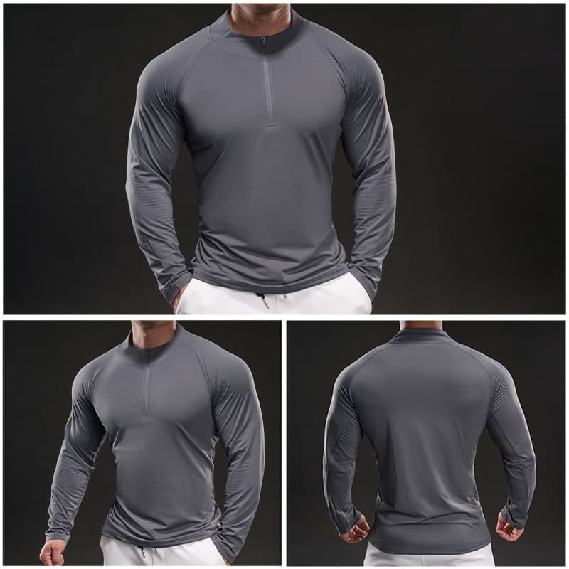 Long-sleeved men's T-shirt running fitness 2026 domineering muscle style elastic training clothes casual outdoor sports T-shirt for men