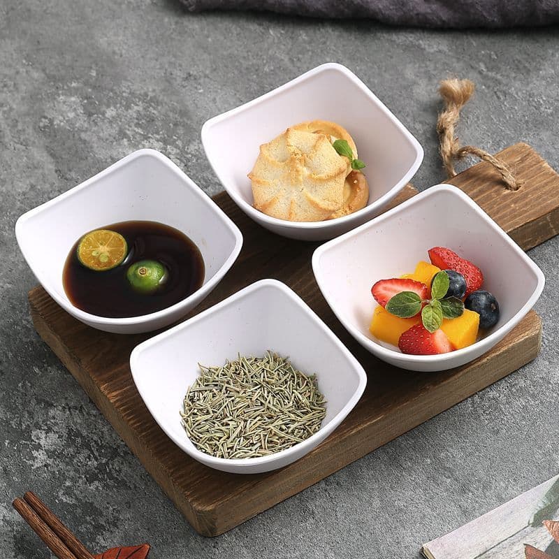 Plastic Square Chili Dish Soy Sauce Dish for Home and Commercial Restaurant Sauce Bowl Hot Pot Condiment Dish Chinese Seasoning Oil Bowl