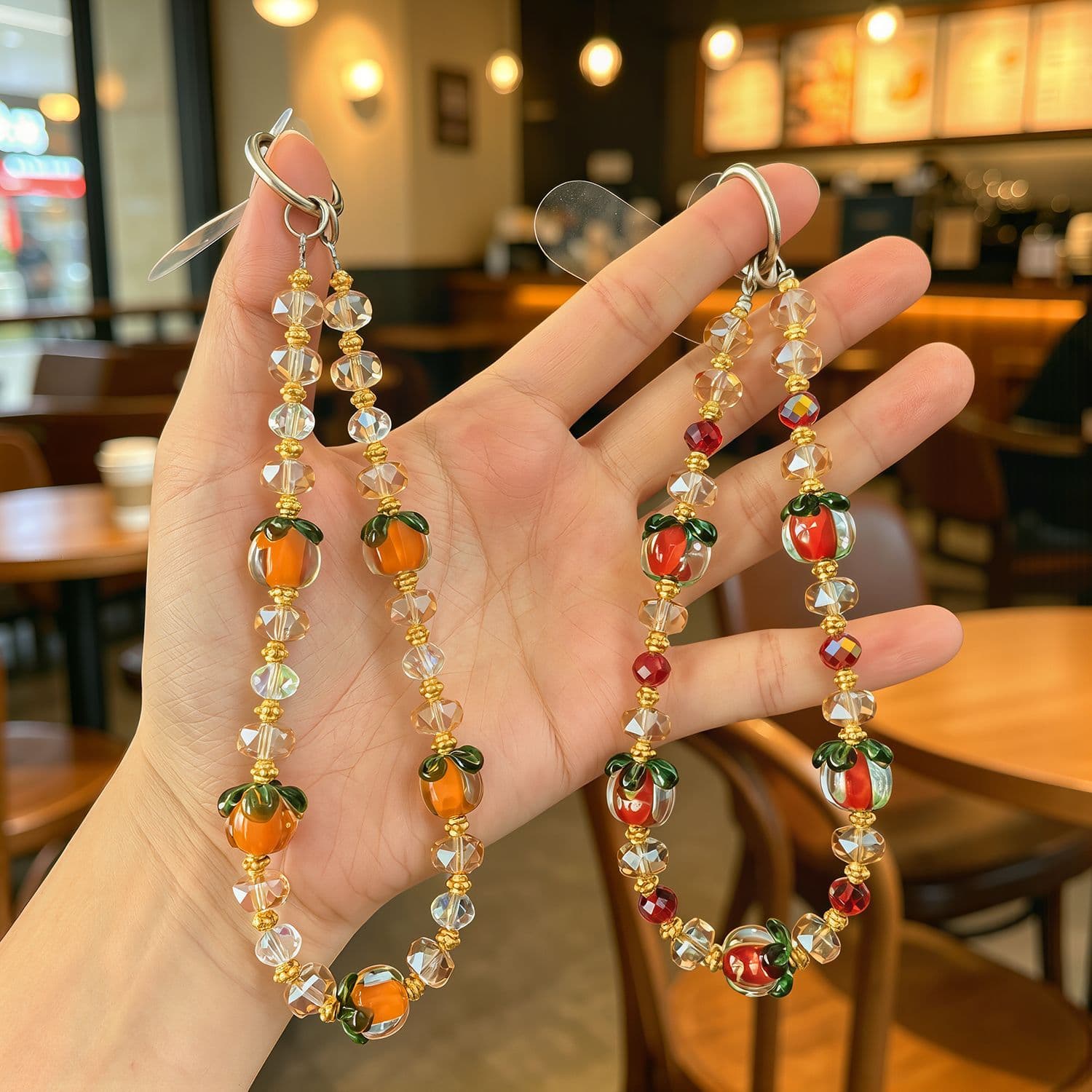 Shishi Ruyi mobile phone chain, high-end crystal beaded hand chain, mobile phone case pendant, anti-lost pendant, luminous pendant
