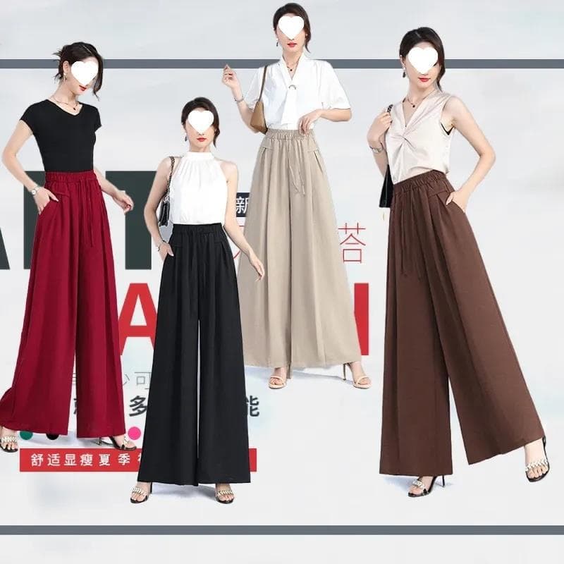 Wide-leg pants summer elastic high-waist casual loose versatile slimming skirt pants Ankora red dopamine Yamamoto pants