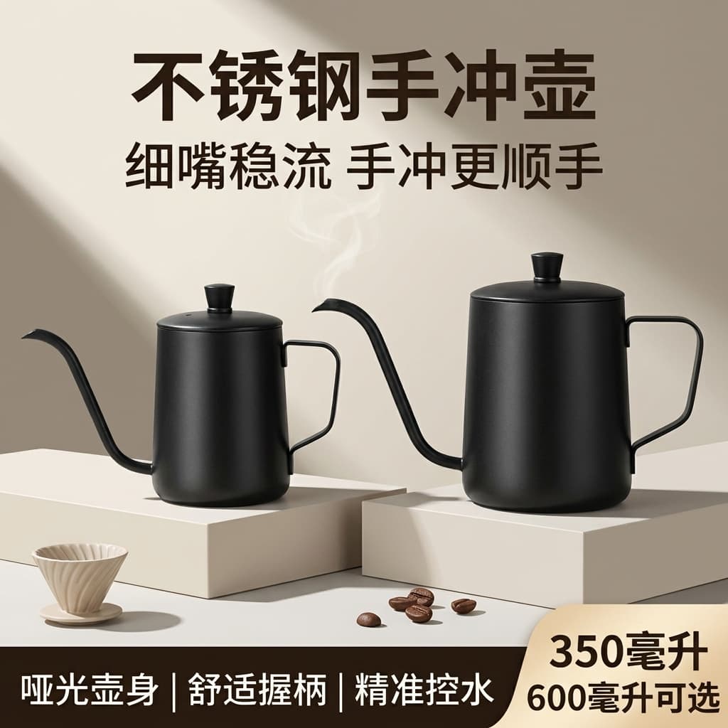Stainless steel hand brewing pot coffee utensils coffee pot cooking household thin mouth pot long mouth brewing pot hand brewing coffee utensils