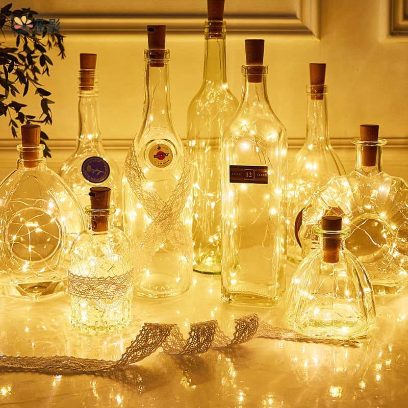 Huaying Wine Bottle LED Party Atmosphere Light Christmas Decoration Light Copper Wire Light LED Bottle Stopper Light String Wholesale