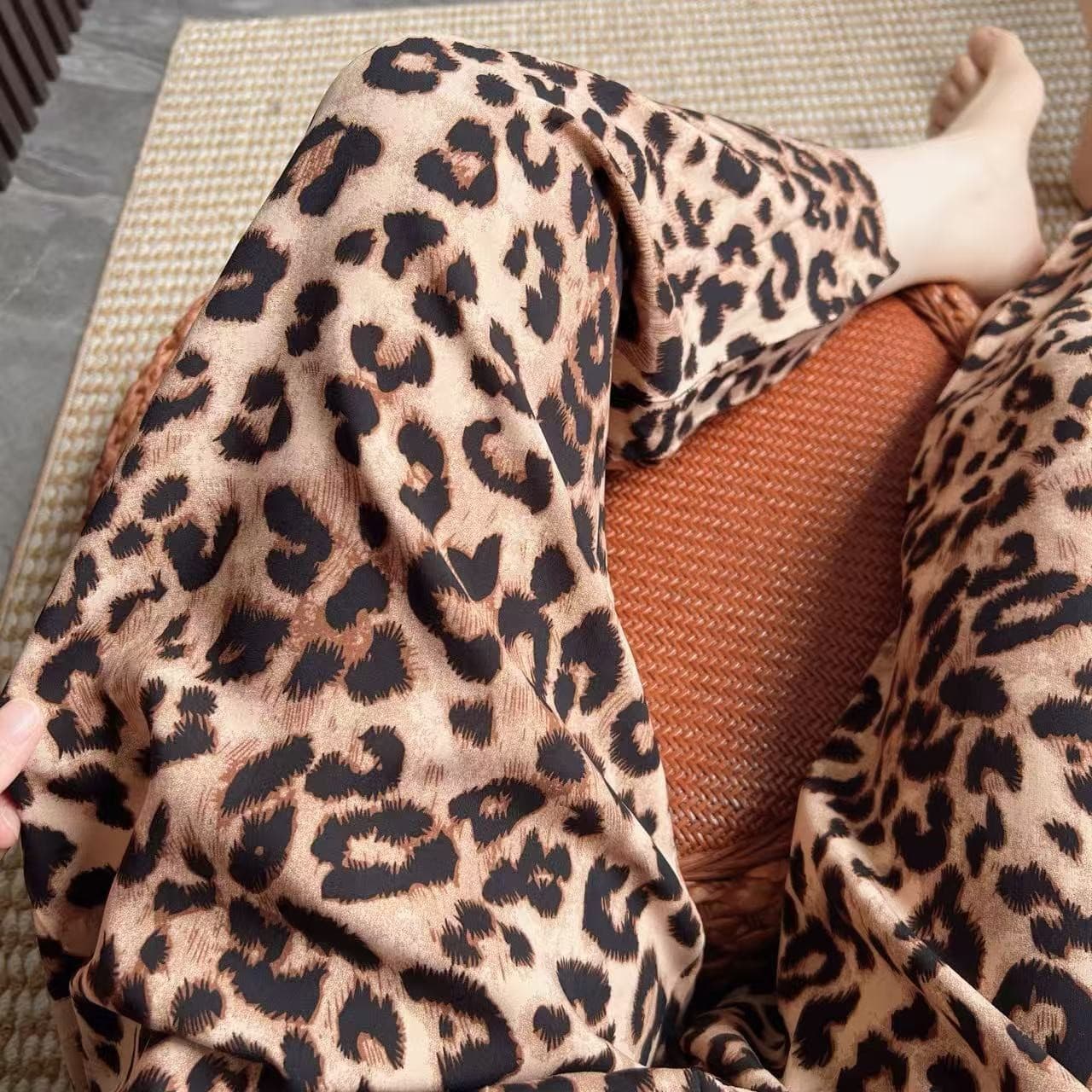 Factory Wholesale Extended Cotton Silk Pajama Pants for Women Summer Rayon Plus Size Straight Leg Pants Trendy Beach Pants Outdoor Mosquito Repellent Pants