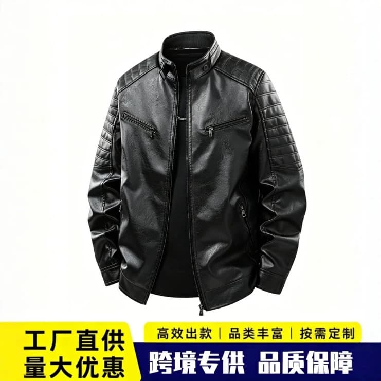 New Cross-Border Autumn/Winter Motorcycle Leather Jacket for Men PU Korean Fashion Style
