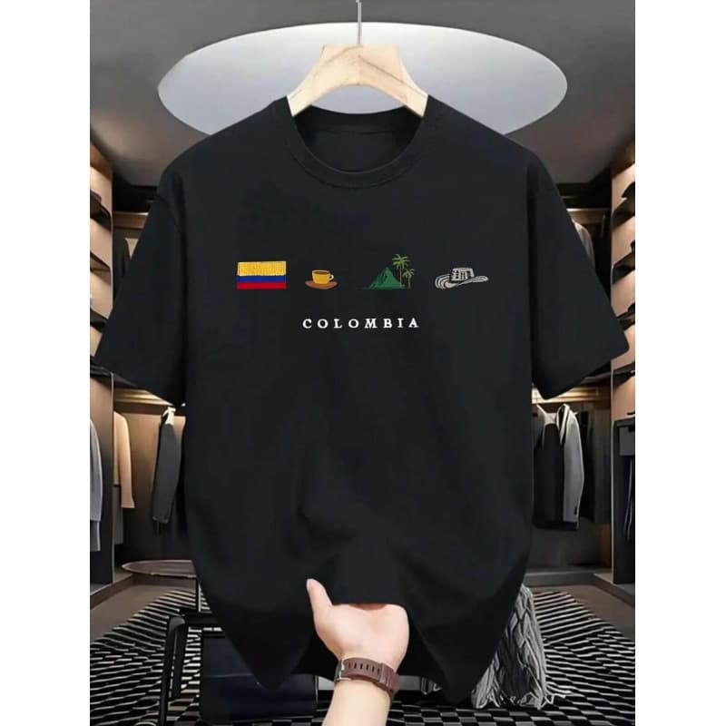 EU Size Pure Cotton Men Clothes Colombia Graphic Men's T-Shirt - Bold COLOM