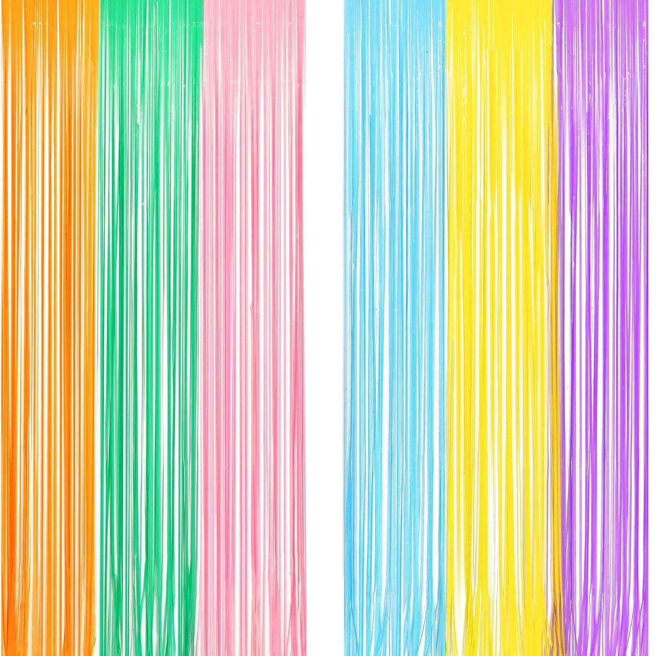 Pastel Tinsel Curtain Party Backdrop - GREATRIL Soft Color Foil Tassel Curtain Photo Booth