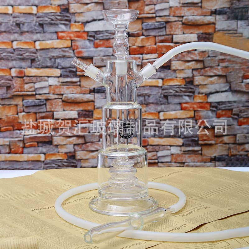 Cross-Border Products Handmade High Borosilicate Transparent Glass Tower Type Three-Section Hookah Angel All-Glass Hookah Big Smoke