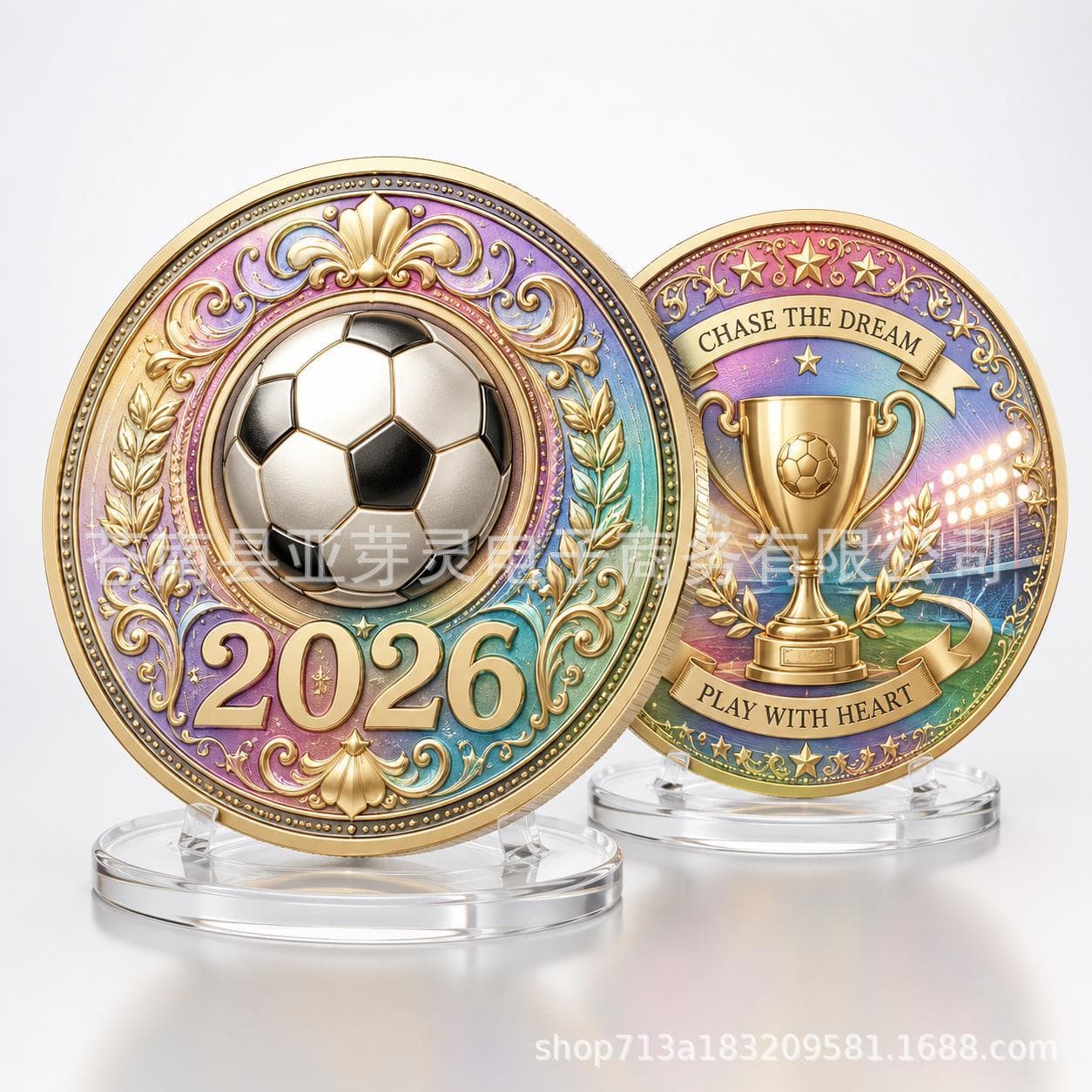 2026 Football Event Commemorative Coin Cross-Border Hot Selling World Cup Souvenir Metal Badge Challenge Coin In Stock Ready to Ship