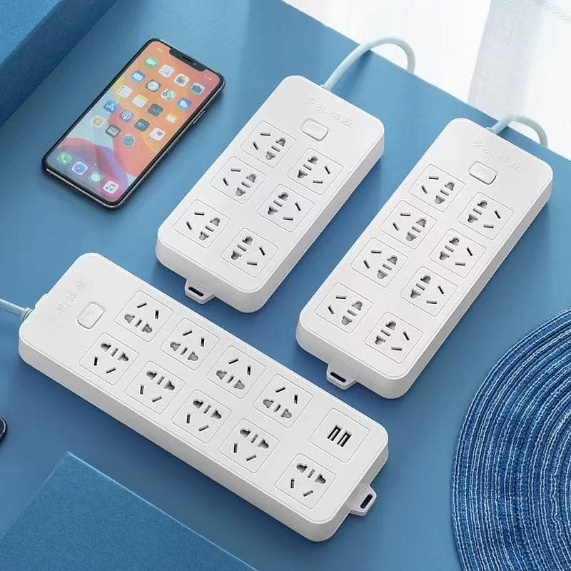 10-Outlet Multi-functional Plug Board with Cord Super Long 10 Meter Socket Panel Multi-outlet High Power Power Strip Round Hole Extension Cord