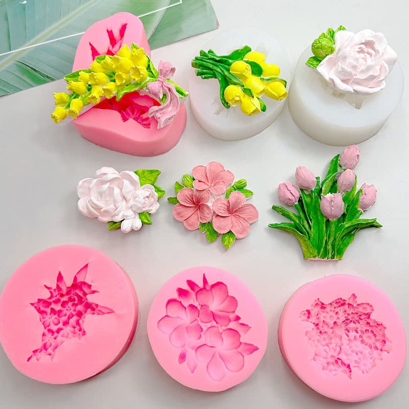 Osmanthus, hibiscus, gardenia, lavender silicone mold decoration aromatherapy plaster mold DIY fondant mold