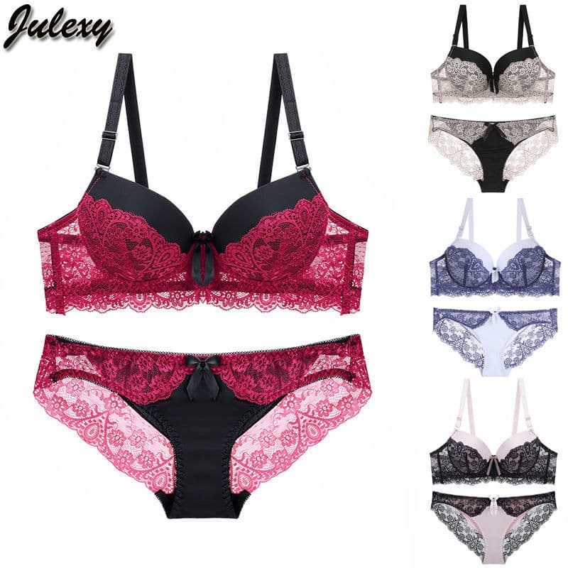 Push-up Lace Bra Set for Women, Sexy and Supportive, Adjustable Fit, European and American Style, Thin Cup