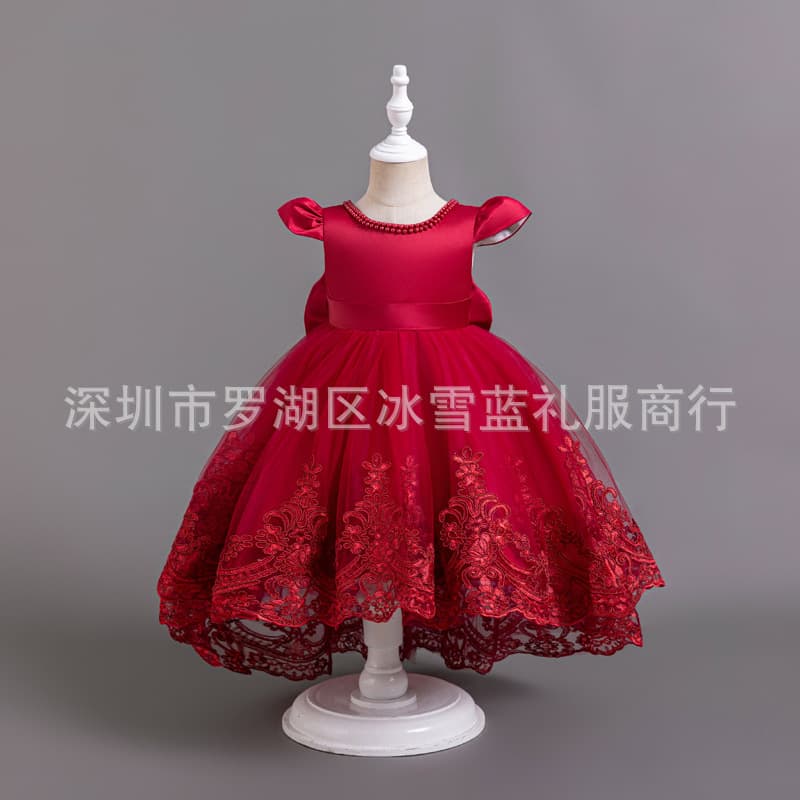 New Girls Performance Skirt Tulle Puffy Birthday Party Dress Baby One Year Old Ceremony Child Costume Flower Girl Outfit