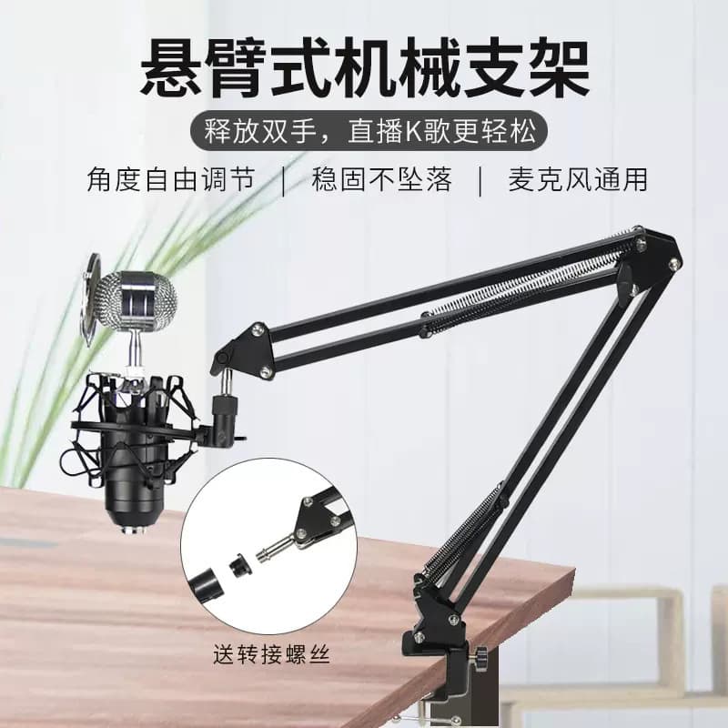 Desktop Capacitor Microphone Stand with Adjustable Folding Boom Arm for Overhead Shooting