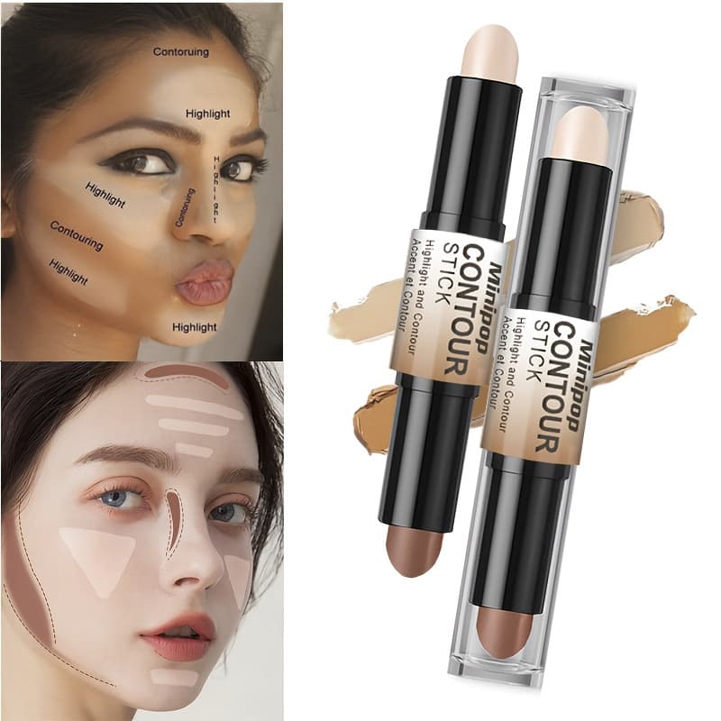 MINIPOP Cross-Border Dual-Ended Contour Stick Multi-Function Highlighter Stick Concealer Nose Shadow Contour Shading