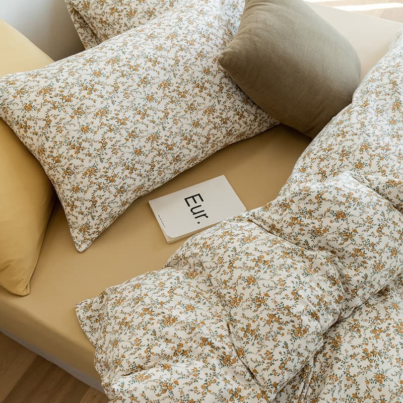 Sky Cotton Single Bed 3-Piece & 4-Piece Set, Full Cotton Fitted Sheet, Knitted Cotton Duvet Cover, Bed Sheet Bedding
