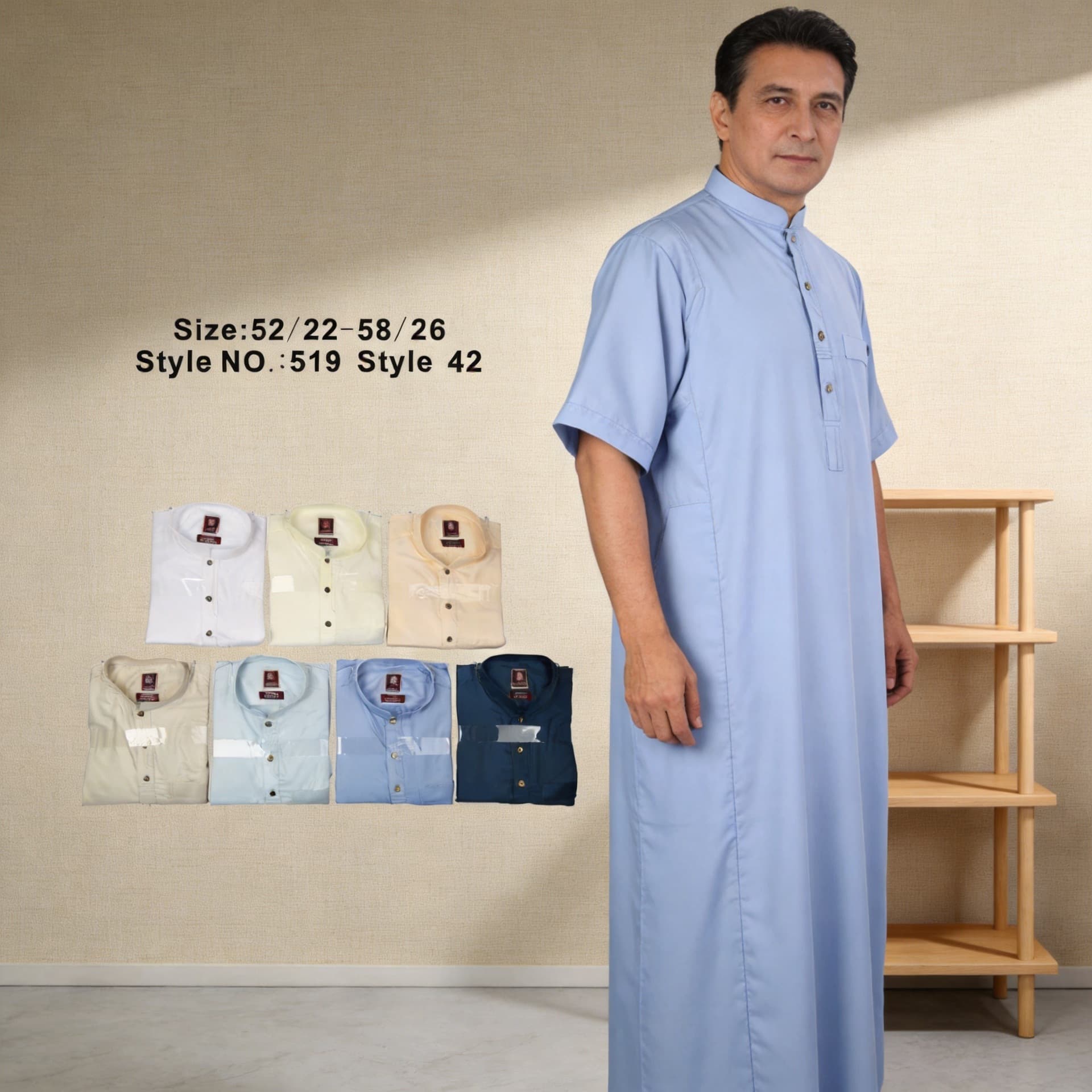 519-42 Hassan factory high-end 2026 robes high-end fabric men's robes clothes wholesale no-iron process