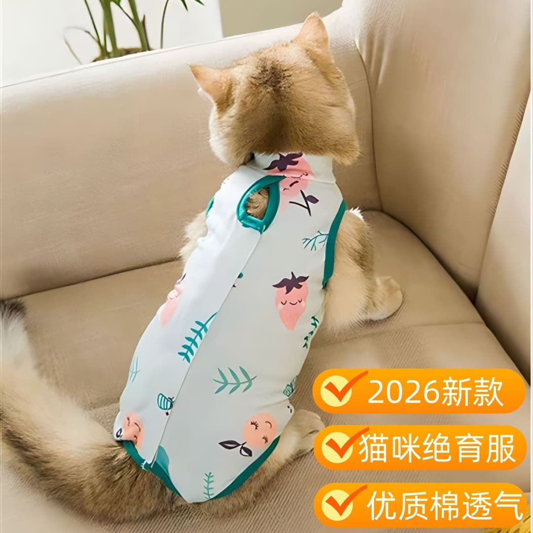 Cat Clothes Thin Four-Legged Suit for Neutering Surgery Weaning Anti-Lick Low Shedding Spring Summer Cotton Pet Apparel