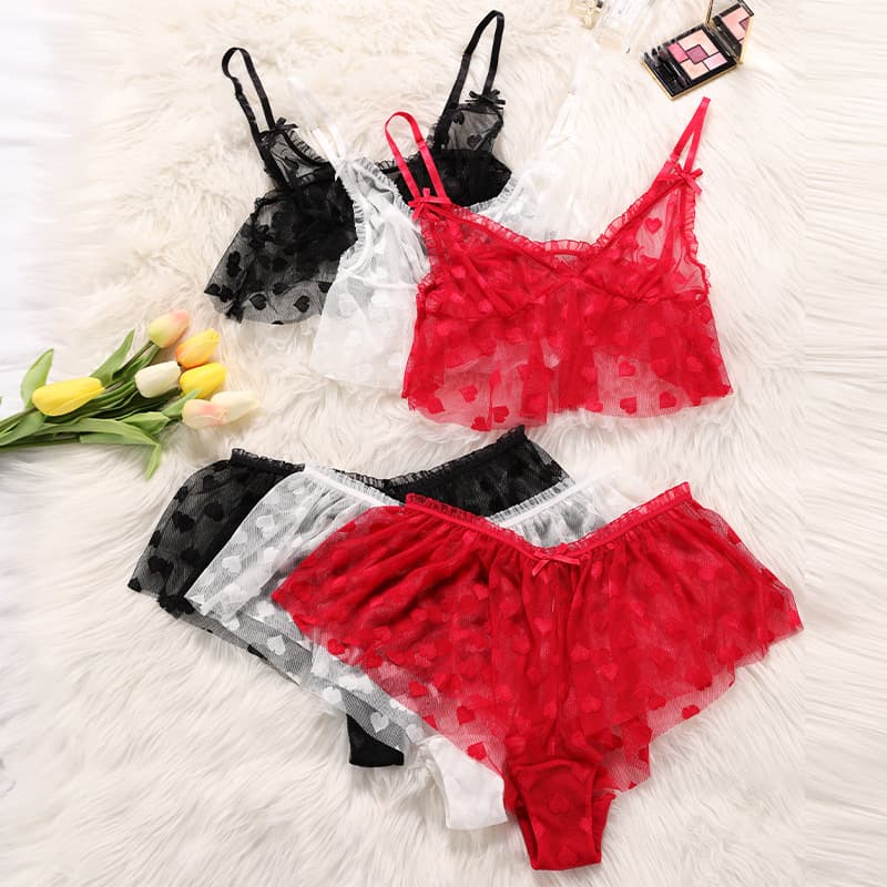 Mesh Breathable Sexy Bowknot Plus Size Sheer Women's Lingerie Set Wire-Free Sexy Backless Bra