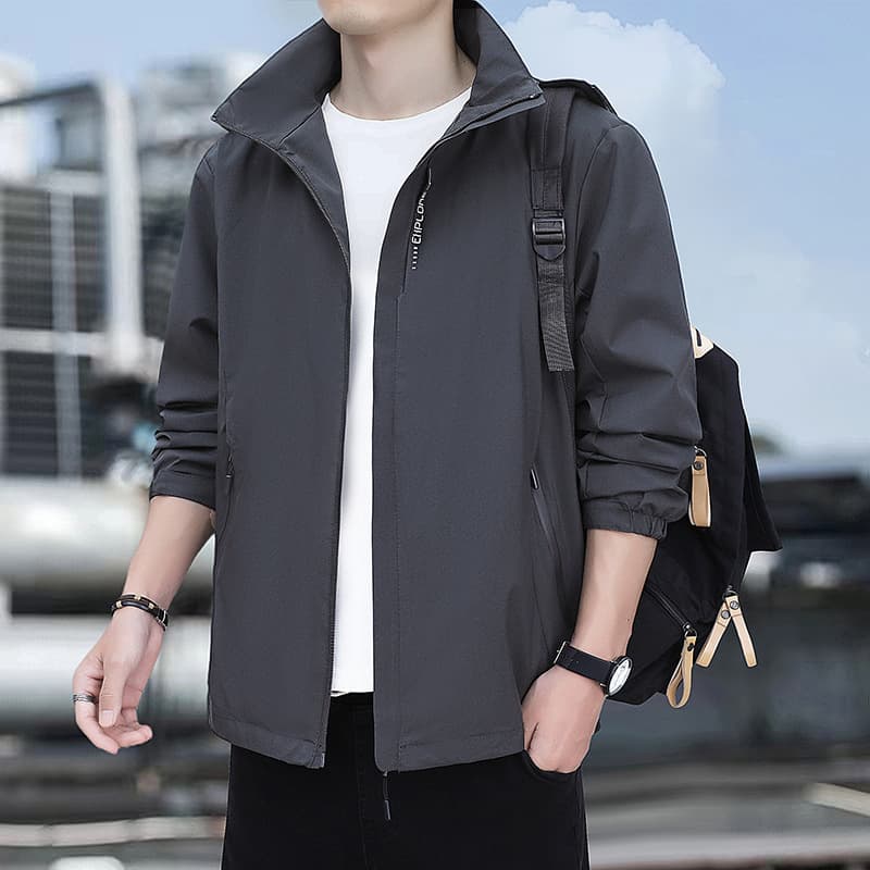 Cross-border New Spring Autumn Men's Outdoor Waterproof Jacket Men's Loose Windbreaker Detachable Hood Casual
