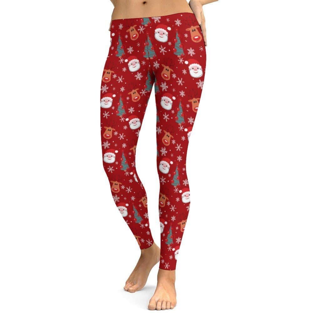 Cross-border foreign trade Christmas series digital printed trousers, wearable high-waisted leggings, tight yoga pants for women