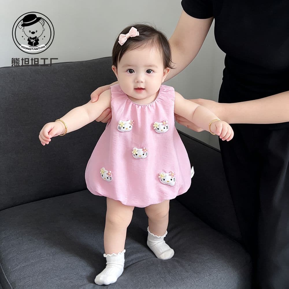 Small month-old dopamine wear baby summer thin one-piece clothes for baby girls, baggy clothes, stylish summer clothes