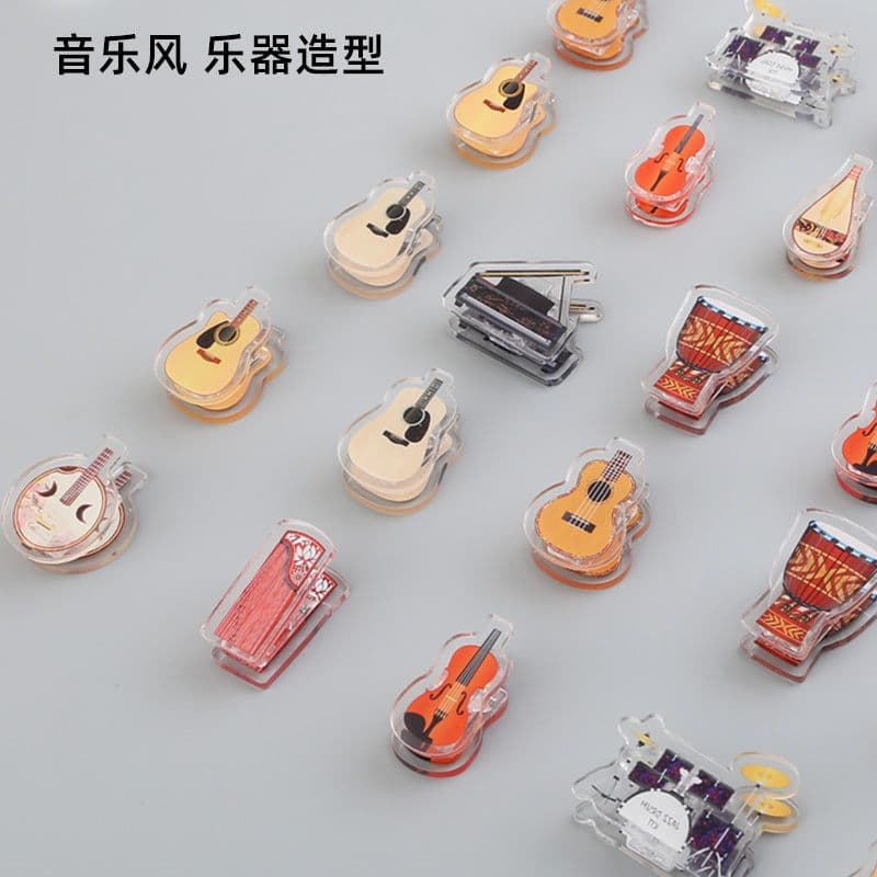 Musical Instrument Note Clip, Cute Piano Guitar Guzheng Transparent Music Score Binder Clip, Music Stationery Gift
