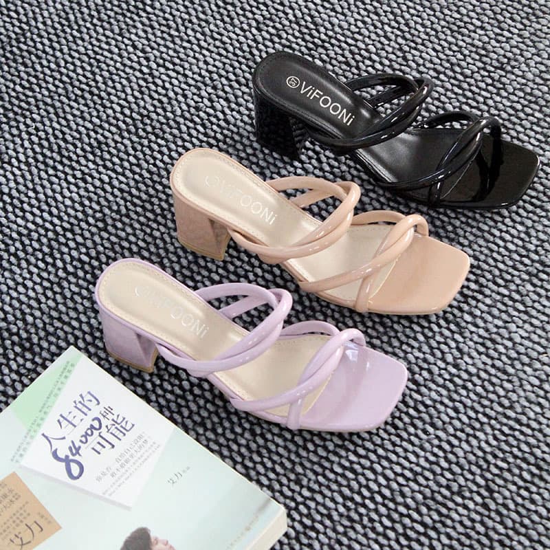 Wholesale High-heel Slippers Guyana women's shoes versatile chunky heels high heels wedges