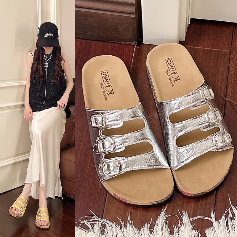 Thick-Soled Birkenstock Sandals for Women Summer Outdoor Fashion 2026 New Style, Pair with Dresses, High-End Versatile Casual Slide Sandals