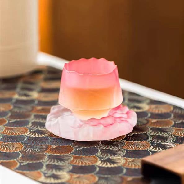 Japanese Style Gradient Glazed Lotus Cup Tea Tasting Glass Small Tea Cup Master Cup Home Sake Cup Kung Fu Tea Set Wholesale