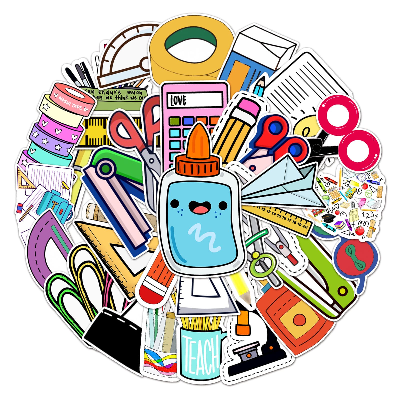 50 pieces of personalized ins style stationery set cartoon decorative stickers suitcase scooter guitar stationery box stickers