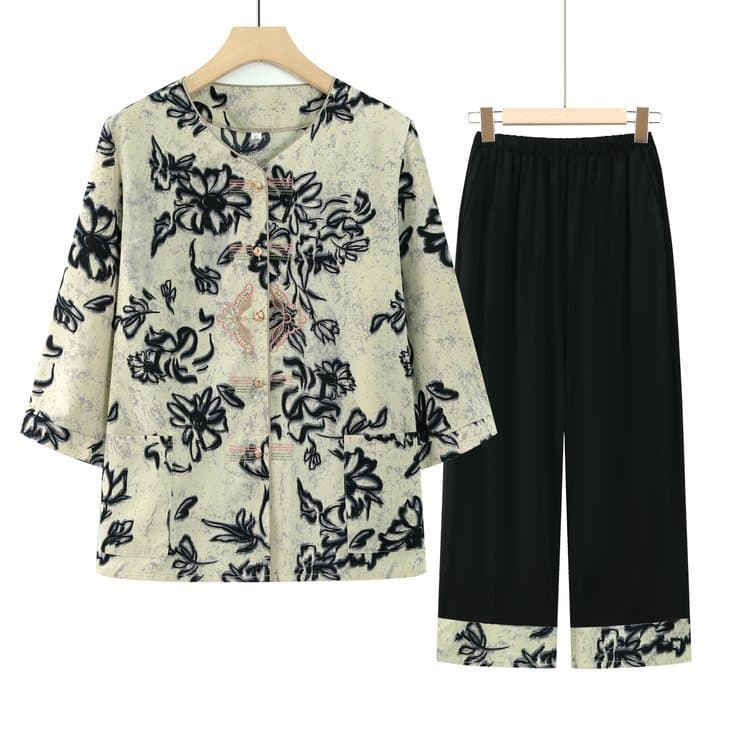 Elderly Lady Blouse Summer Set for Middle-aged and Senior Women Mother's Clothing
