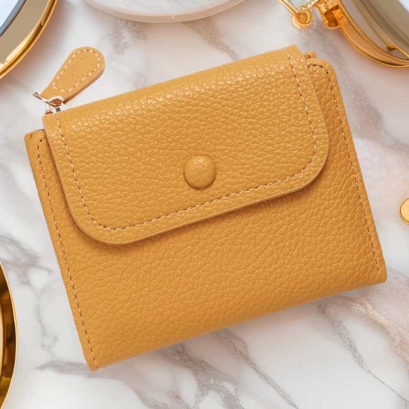 New Multi-Slot Wallet Women Card Holder Candy Color Soft Leather Litchi Texture Coin Purse Short Women's Wallet