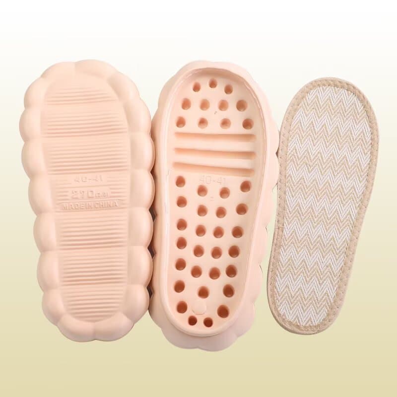 Summer style wavy linen cloud sole wholesale, handmade crochet slippers with non-slip, lightweight crocheted soles, drop shipping available.