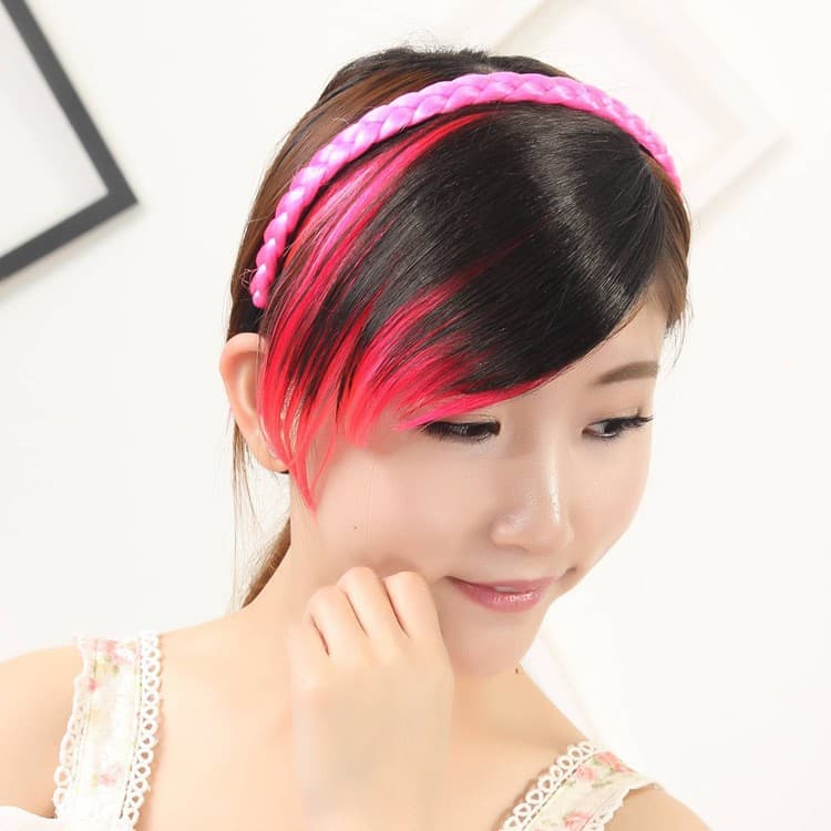Colorful Fringe Hairpiece, Dip-Dyed Gradient Hair Extension, Hair Extensions, Colorful Fringe Hairpiece