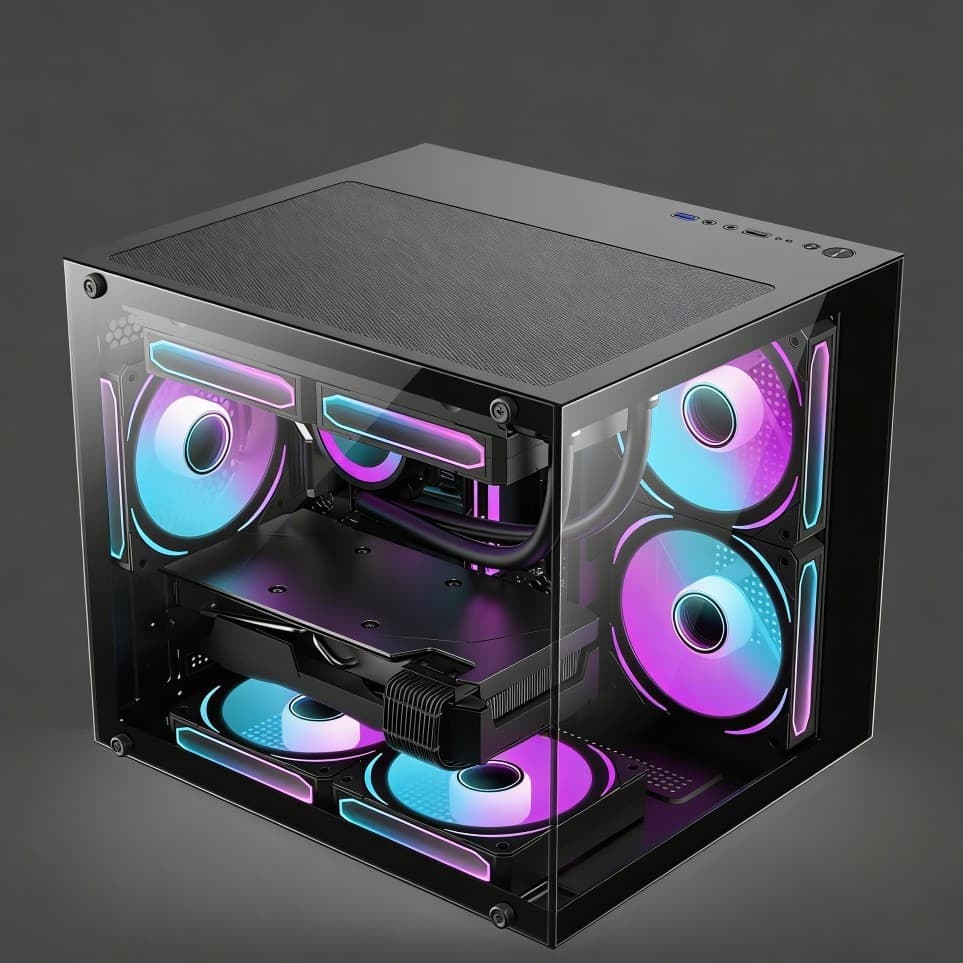 Seaview House PC Case with Side Window, 240mm Liquid Cooling, MINI Gaming Computer Case 240