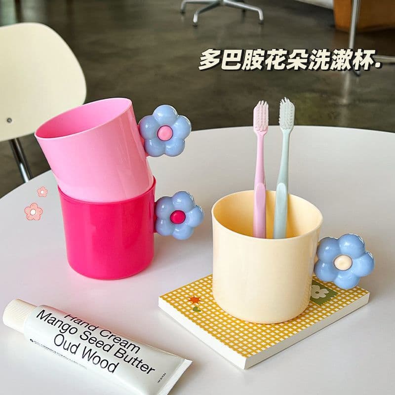 Floral Mouthwash Cup Flower Shape Cute Cartoon Rinse Cup for Student Dormitory Toothbrush Cup Household Toothbrush Cup Tooth Mug